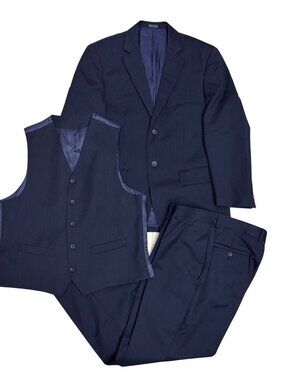 ALFRED SUNG 3-PC SUIT WOOL Luxury Blazer Dress Pants Business Casual Mens 40S